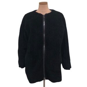 Madewell Teddy Coat Size Medium Black Sherpa Fleece